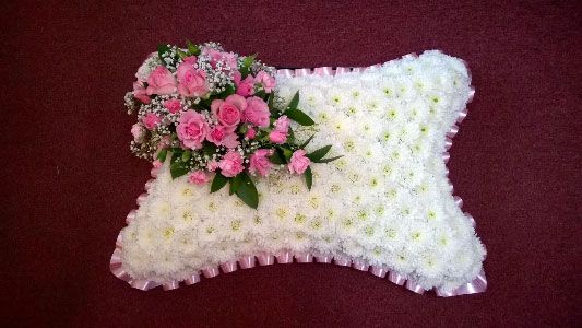 Funeral flowers pink & White Pillow