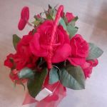 Heart Shape Basket with Silk Red Roses 