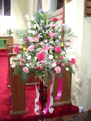 Pedestal flower displays for church