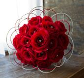 Silk Red Roses hant tied wedding bouquet