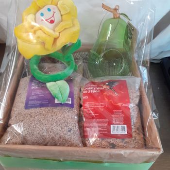 Bird Gift Box , includes bird feeder , Seeds , Happy Flower 
