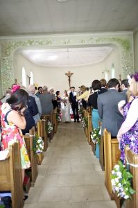 Church flower pew ends for wedding