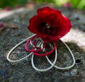 Red Rose silk wedding grooms flower button hole